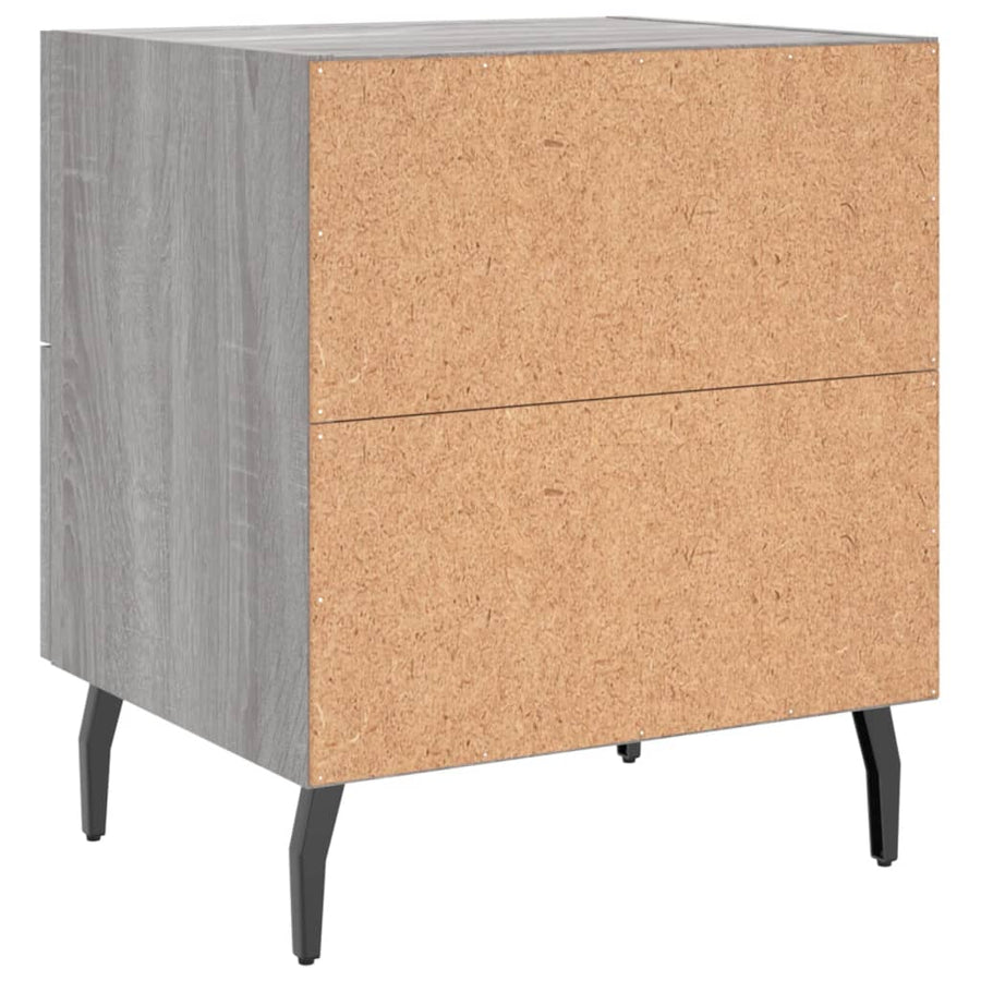 Nachtkastje 40X35X47,5 Cm Bewerkt Hout Eikenkleur 1 Grijs sonoma