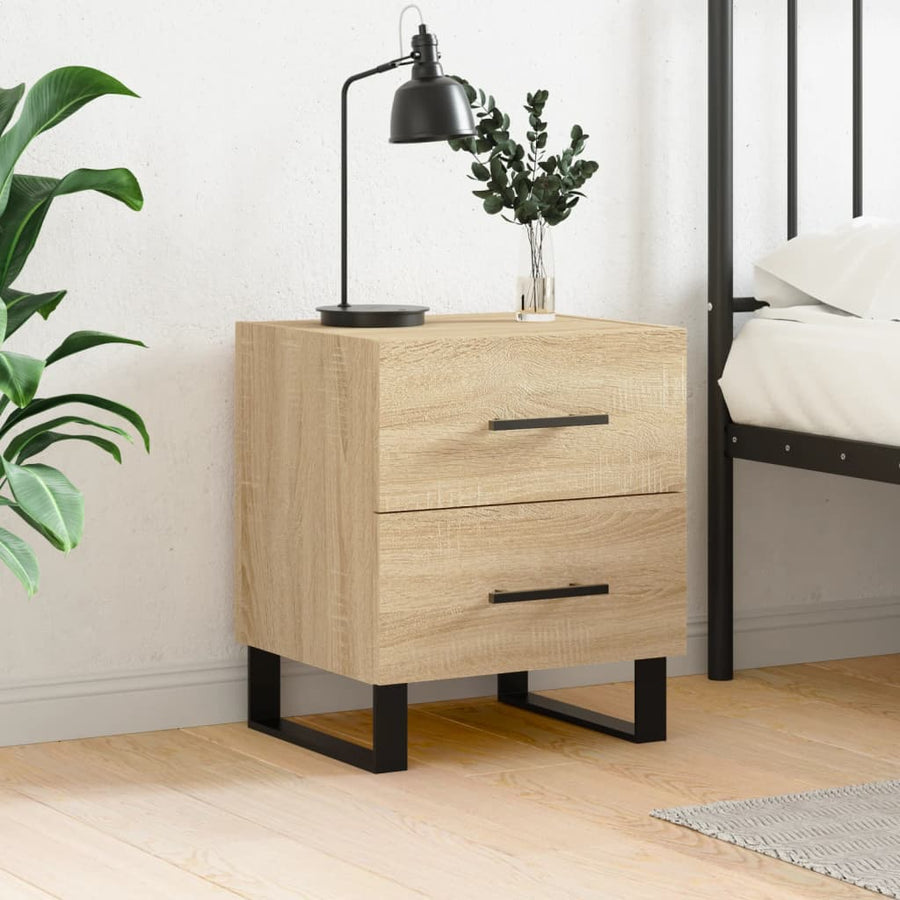 Nachtkastje 40X35X47,5 Cm Bewerkt Hout Kleurig 1 Sonoma eiken