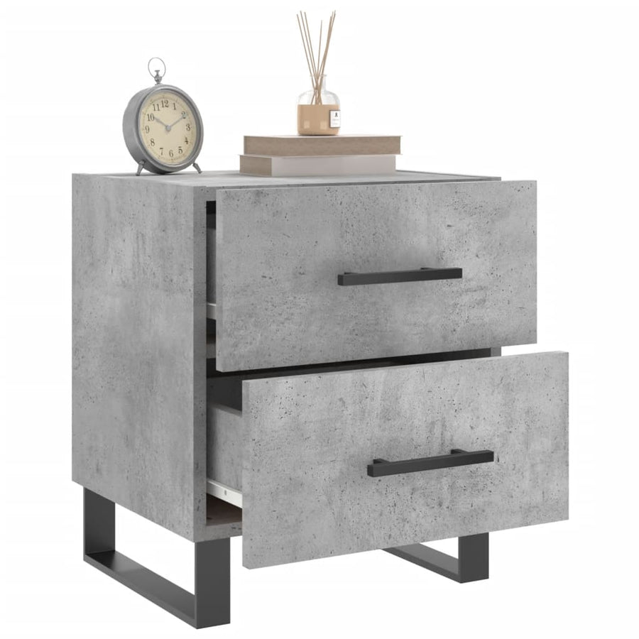 Nachtkastjes 2 St 40X35X47,5 Cm Bewerkt Hout Betongrijs