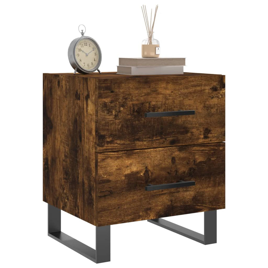 Nachtkastje 40X35X47,5 Cm Bewerkt Hout Gerookt Eikenkleurig