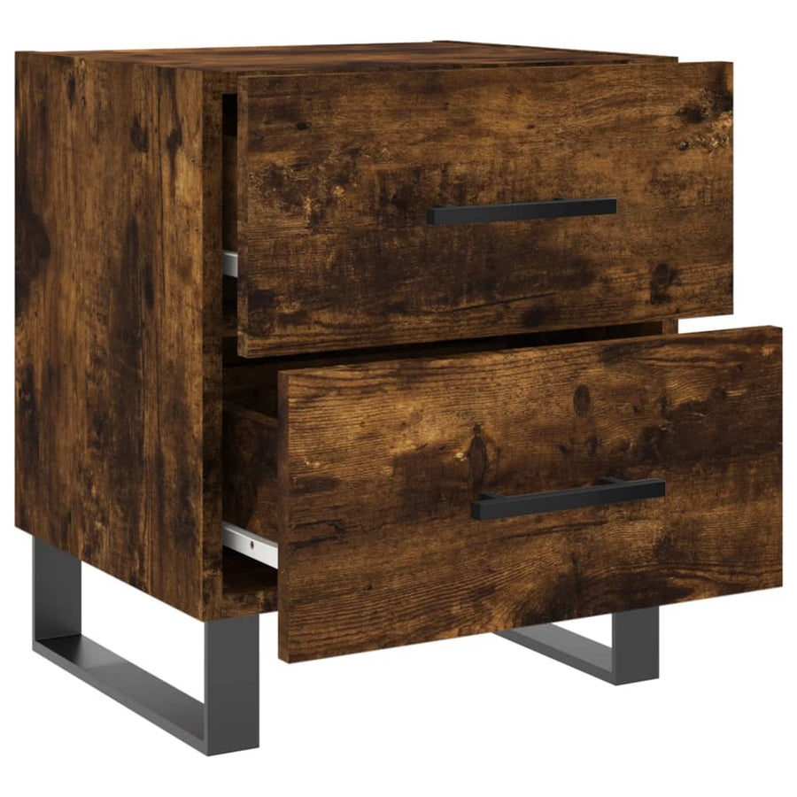 Nachtkastje 40X35X47,5 Cm Bewerkt Hout Gerookt Eikenkleurig