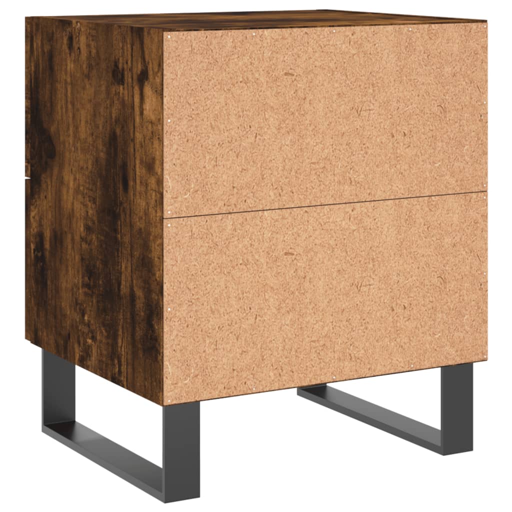 Nachtkastje 40X35X47,5 Cm Bewerkt Hout Gerookt Eikenkleurig