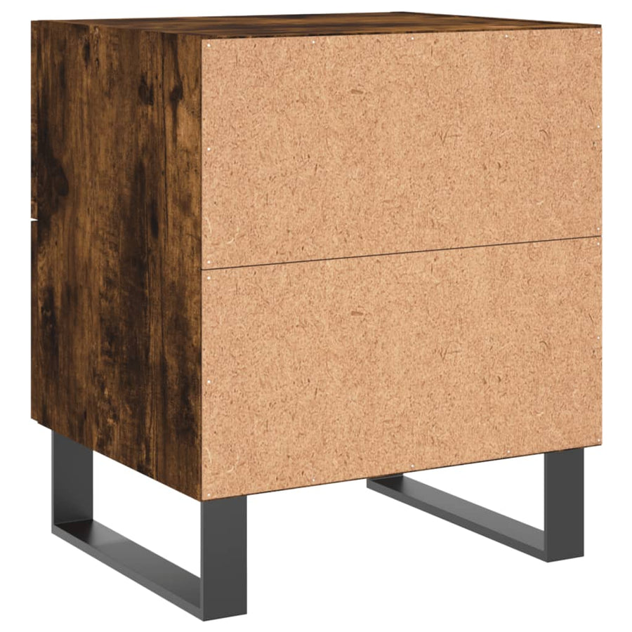 Nachtkastje 40X35X47,5 Cm Bewerkt Hout Gerookt Eikenkleurig