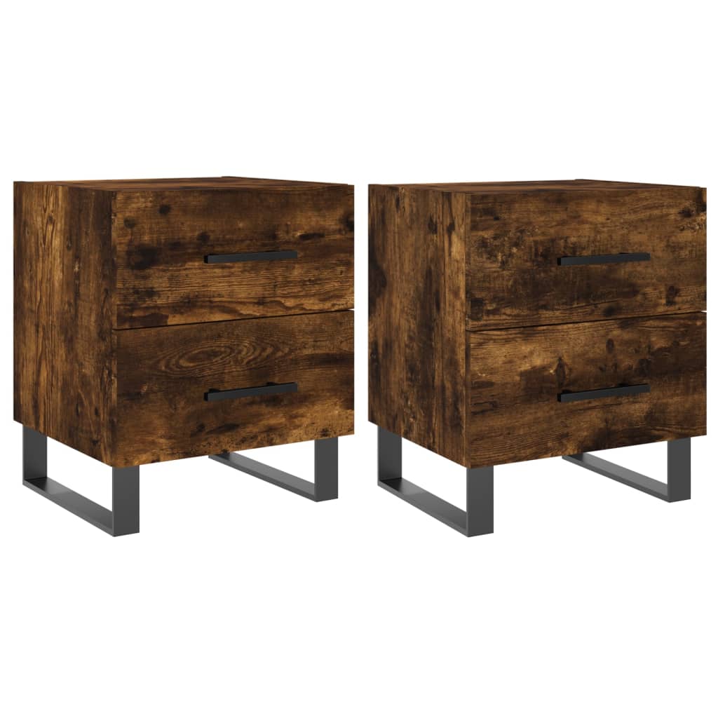Nachtkastjes 2 St 40X35X47,5 Cm Bewerkt Hout Gerookt Eikenkleur