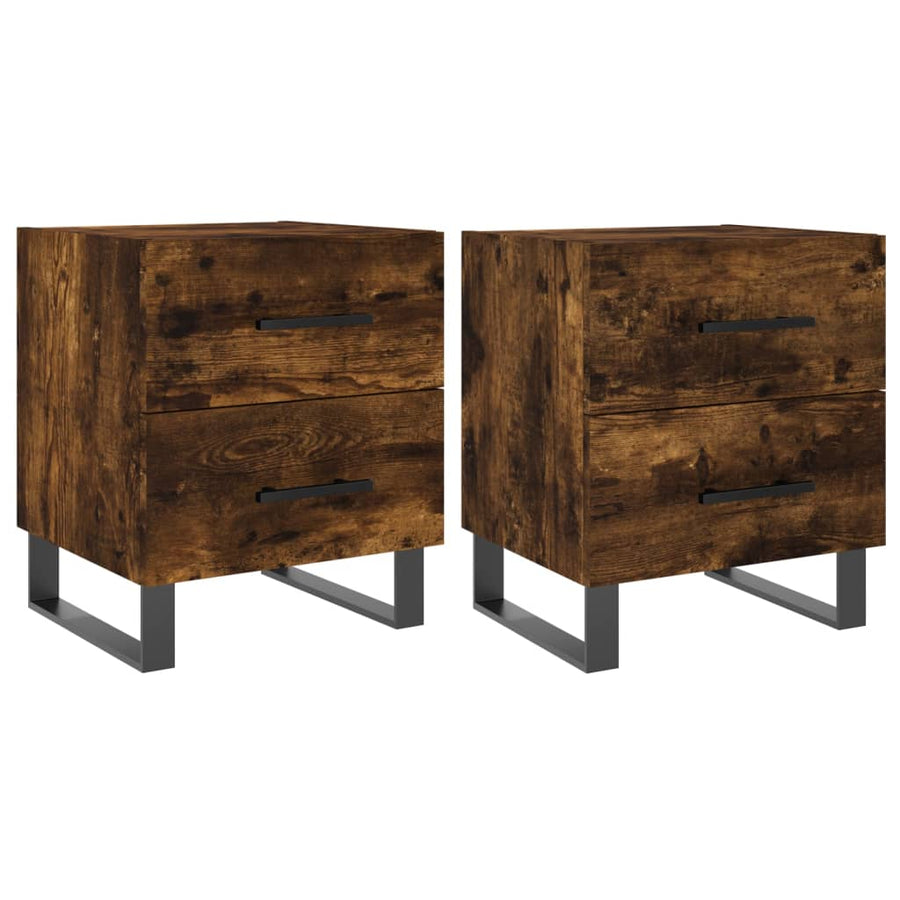 Nachtkastjes 2 St 40X35X47,5 Cm Bewerkt Hout Gerookt Eikenkleur