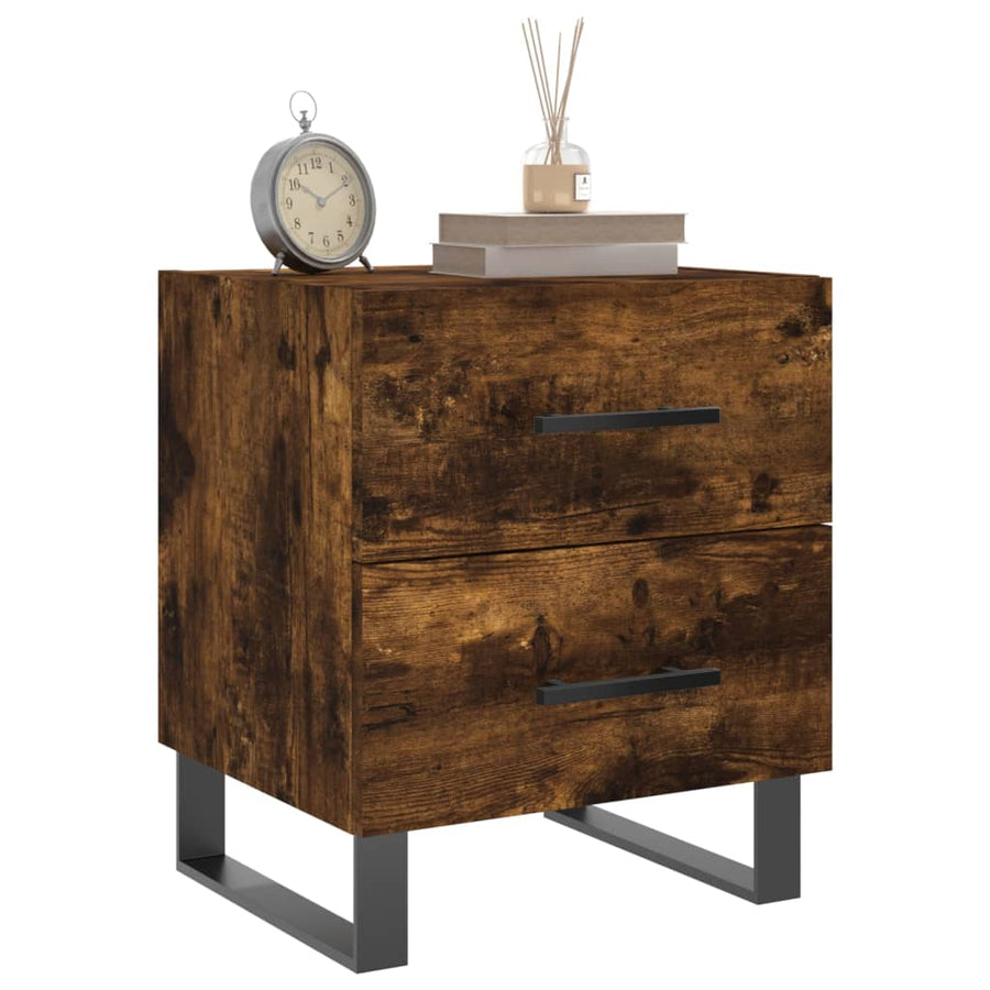 Nachtkastjes 2 St 40X35X47,5 Cm Bewerkt Hout Gerookt Eikenkleur