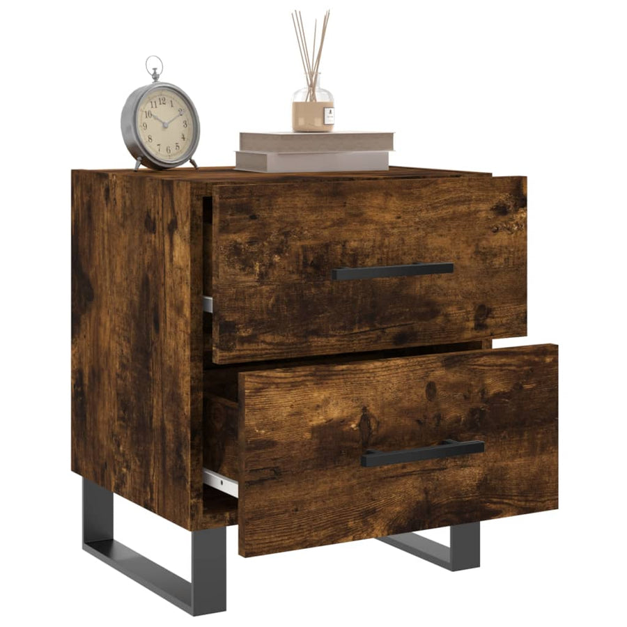 Nachtkastjes 2 St 40X35X47,5 Cm Bewerkt Hout Gerookt Eikenkleur