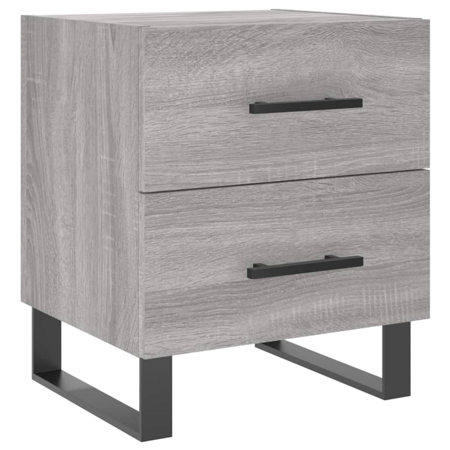 Nachtkastje 40X35X47,5 Cm Bewerkt Hout Eikenkleur 1 Grijs sonoma