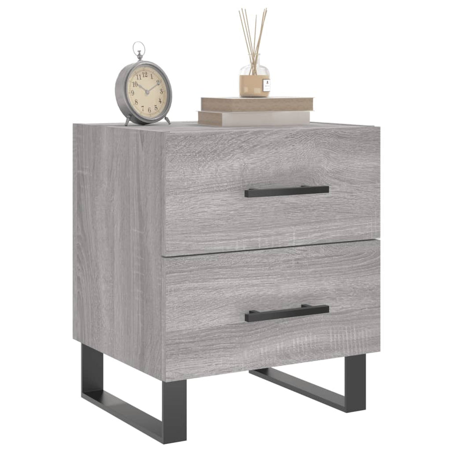 Nachtkastje 40X35X47,5 Cm Bewerkt Hout Eikenkleur 1 Grijs sonoma