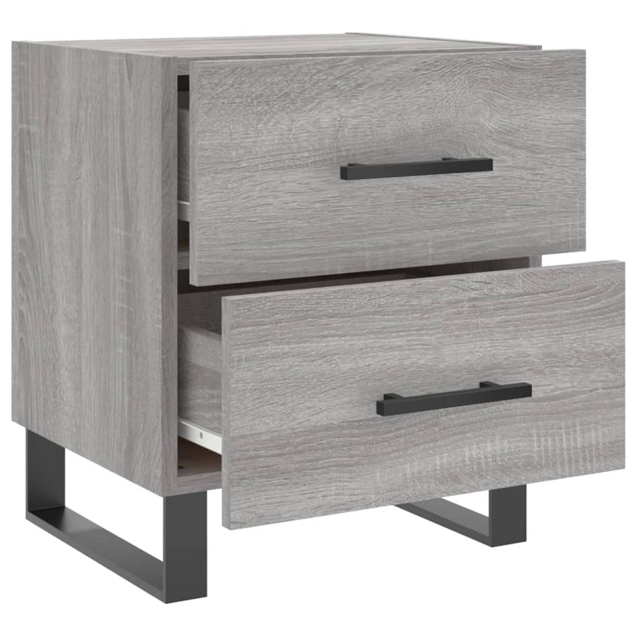 Nachtkastje 40X35X47,5 Cm Bewerkt Hout Eikenkleur 1 Grijs sonoma