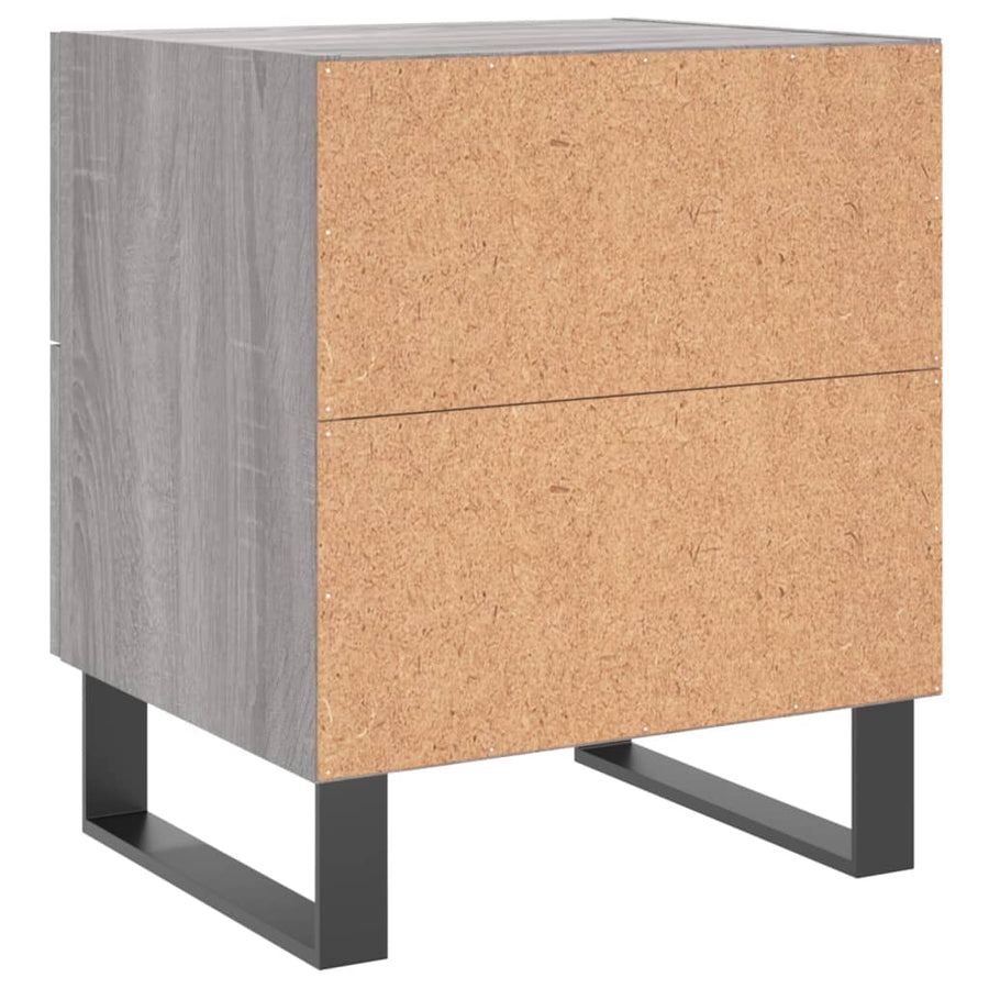 Nachtkastje 40X35X47,5 Cm Bewerkt Hout Eikenkleur 1 Grijs sonoma