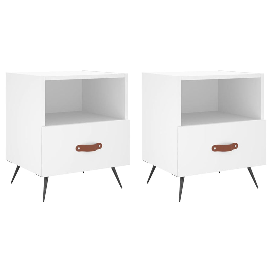 Nachtkastjes 40X35X47,5 Cm Bewerkt Hout 2 Wit
