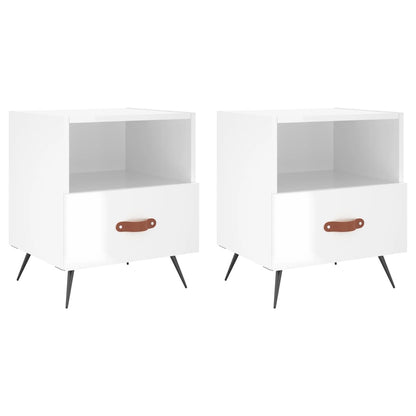 Nachtkastjes 40X35X47,5 Cm Bewerkt Hout 2 Hoogglans wit