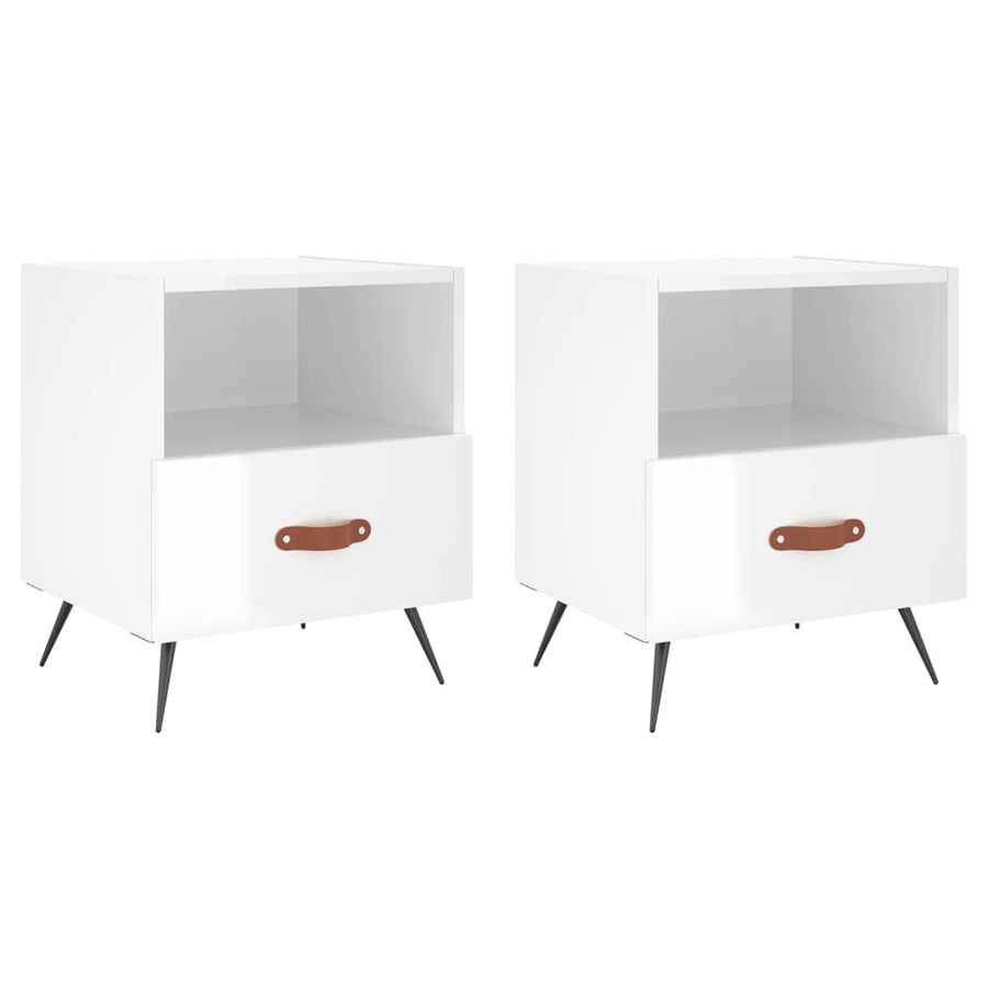 Nachtkastjes 40X35X47,5 Cm Bewerkt Hout 2 Hoogglans wit