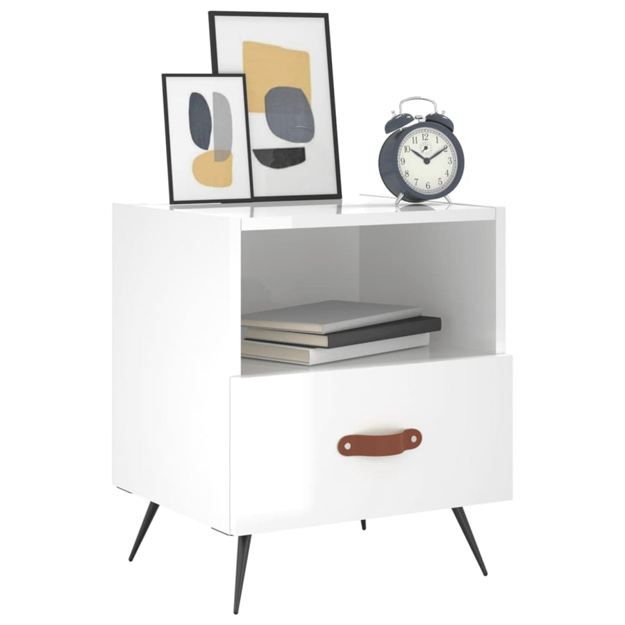 Nachtkastjes 40X35X47,5 Cm Bewerkt Hout 2 Hoogglans wit