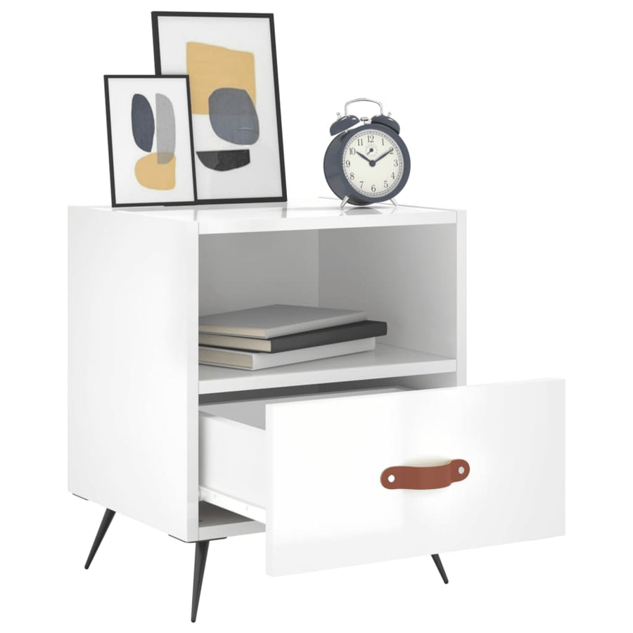 Nachtkastjes 40X35X47,5 Cm Bewerkt Hout 2 Hoogglans wit