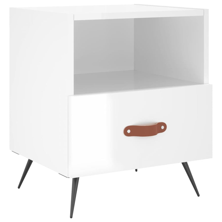 Nachtkastjes 40X35X47,5 Cm Bewerkt Hout 2 Hoogglans wit