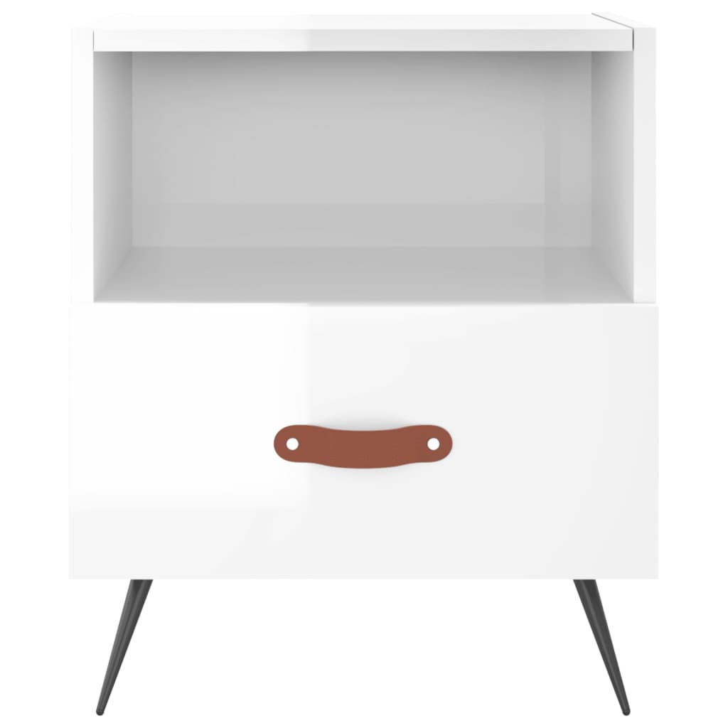 Nachtkastjes 40X35X47,5 Cm Bewerkt Hout 2 Hoogglans wit