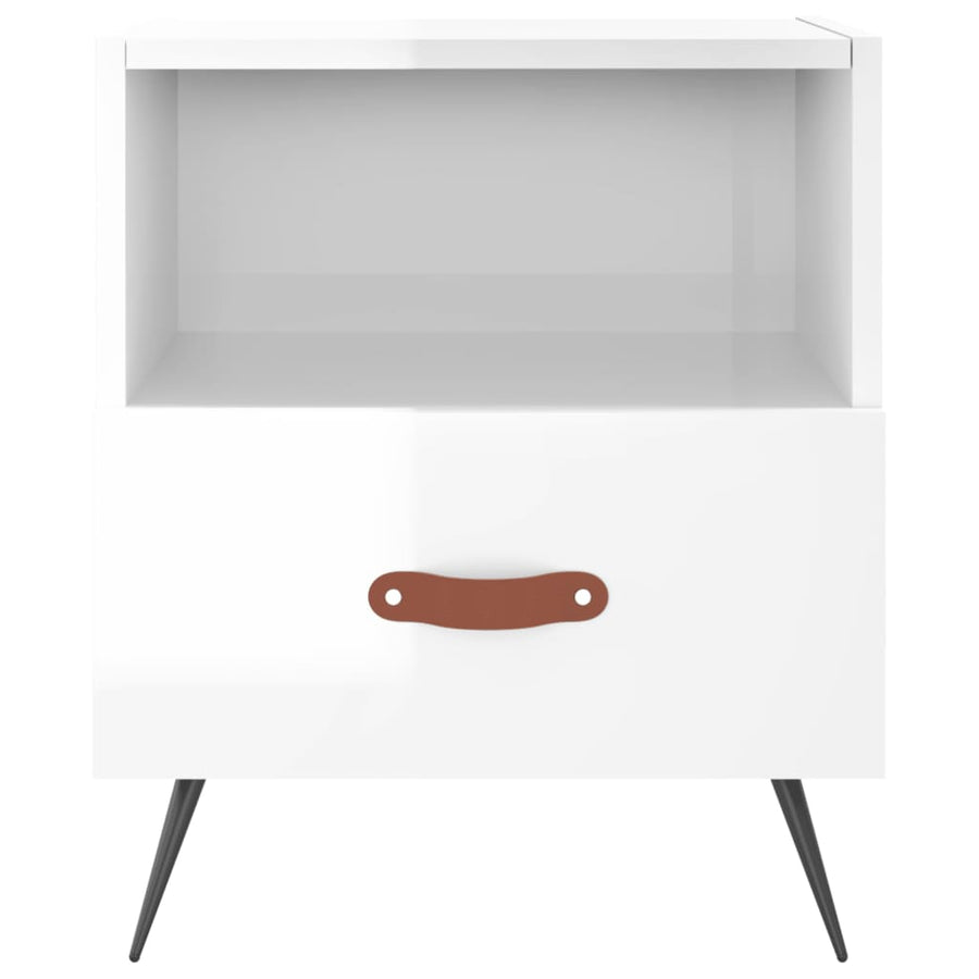 Nachtkastjes 40X35X47,5 Cm Bewerkt Hout 2 Hoogglans wit
