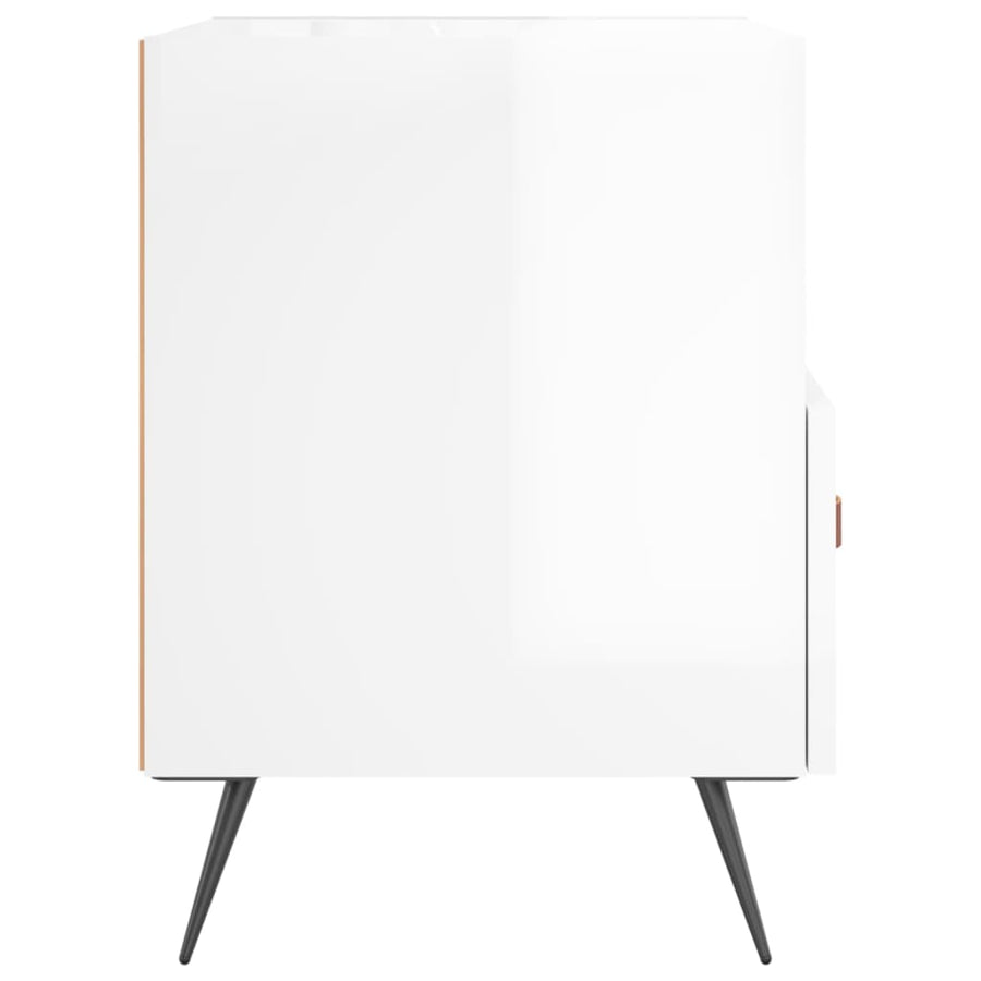 Nachtkastjes 40X35X47,5 Cm Bewerkt Hout 2 Hoogglans wit