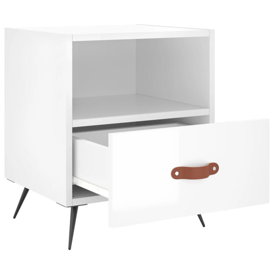 Nachtkastjes 40X35X47,5 Cm Bewerkt Hout 2 Hoogglans wit