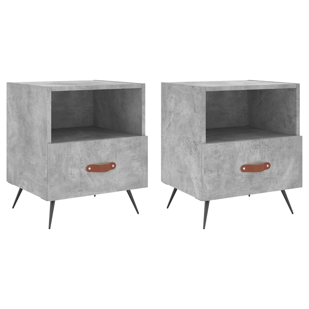 Nachtkastjes 40X35X47,5 Cm Bewerkt Hout 2 Betongrijs