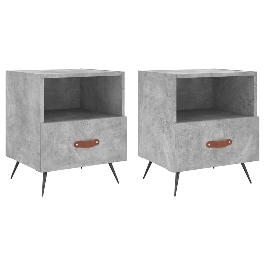 Nachtkastjes 40X35X47,5 Cm Bewerkt Hout 2 Betongrijs