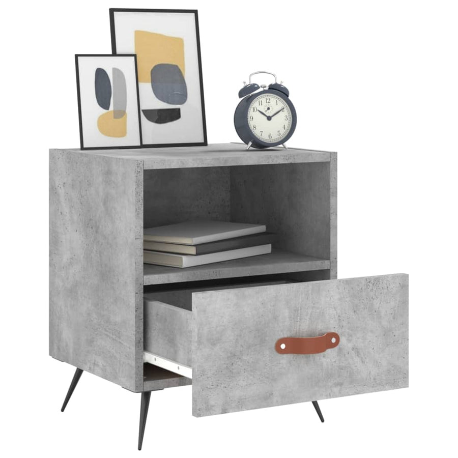 Nachtkastjes 40X35X47,5 Cm Bewerkt Hout 2 Betongrijs