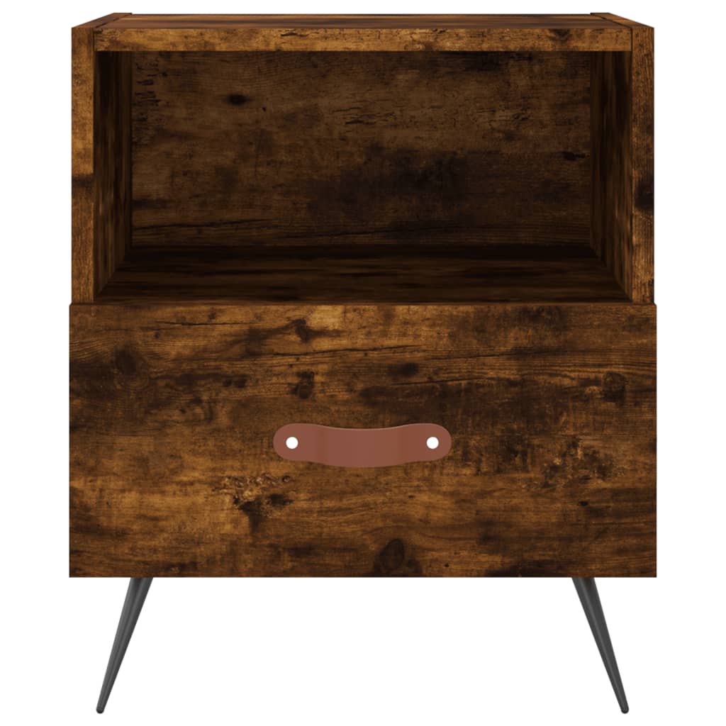 Nachtkastje 40X35X47,5 Cm Bewerkt Hout Kleurig 1 Gerookt eiken