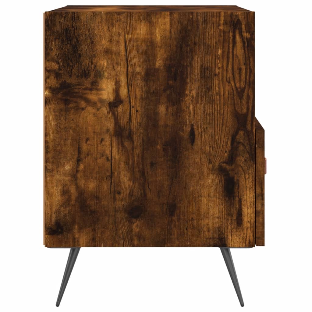 Nachtkastje 40X35X47,5 Cm Bewerkt Hout Kleurig 1 Gerookt eiken