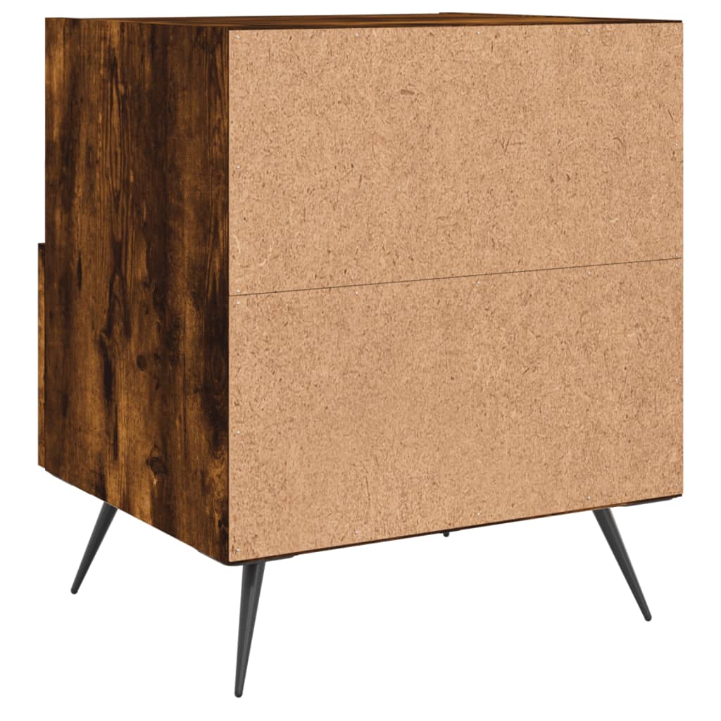 Nachtkastje 40X35X47,5 Cm Bewerkt Hout Kleurig 1 Gerookt eiken