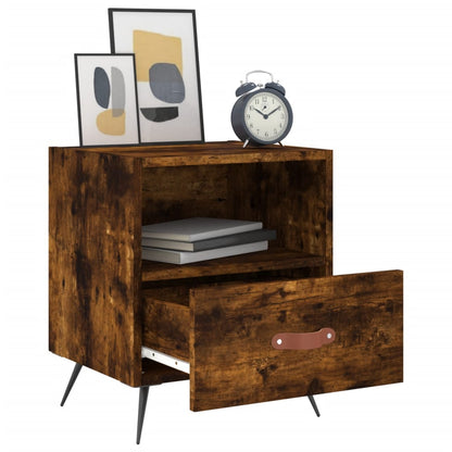 Nachtkastje 40X35X47,5 Cm Bewerkt Hout Kleurig 1 Gerookt eiken