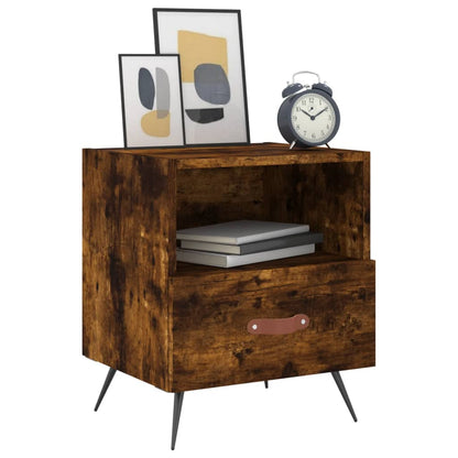 Nachtkastje 40X35X47,5 Cm Bewerkt Hout Kleurig 1 Gerookt eiken