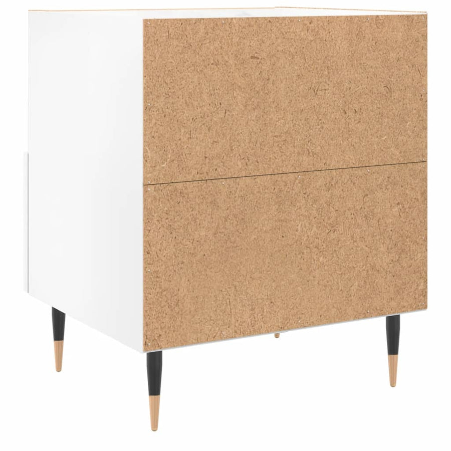 Nachtkastje 40X35X47,5 Cm Bewerkt Hout 1 Hoogglans wit