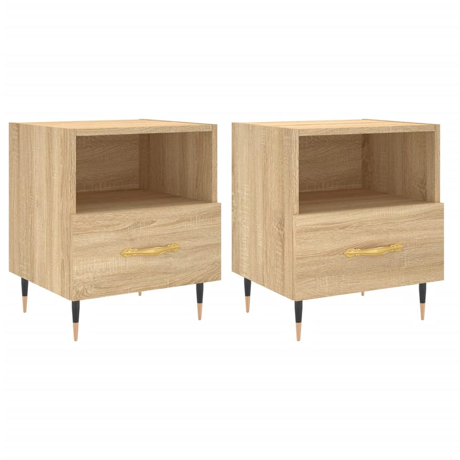 Nachtkastjes 40X35X47,5 Cm Bewerkt Hout Kleur 2 Sonoma eiken