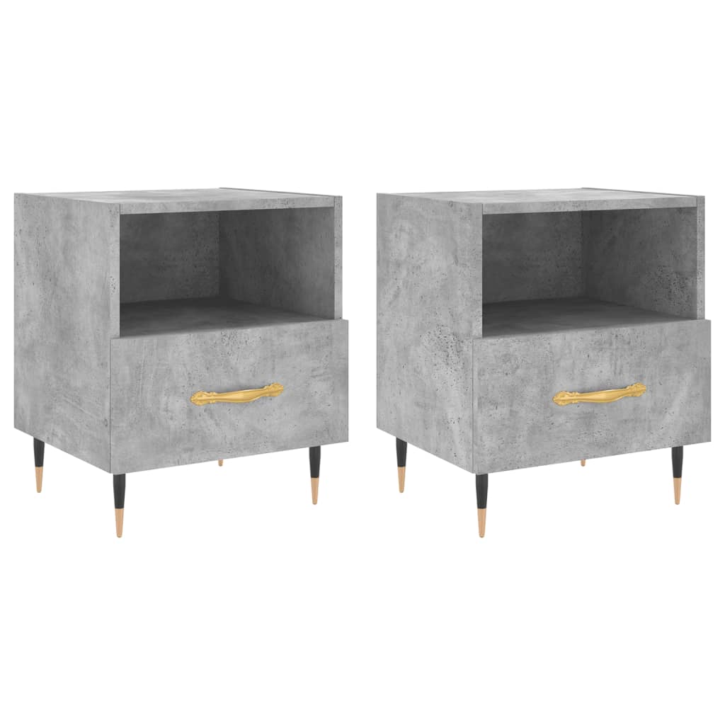 Nachtkastjes 40X35X47,5 Cm Bewerkt Hout 2 Betongrijs