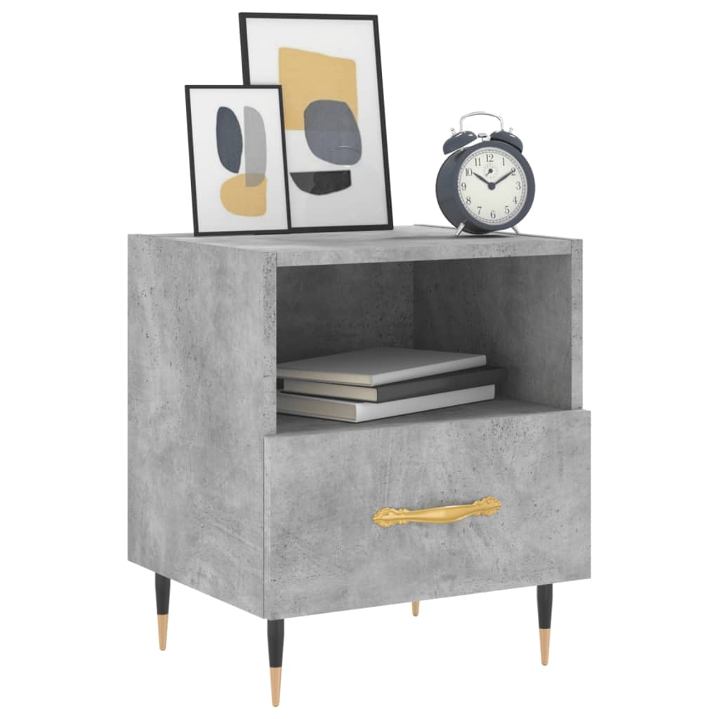 Nachtkastjes 40X35X47,5 Cm Bewerkt Hout 2 Betongrijs