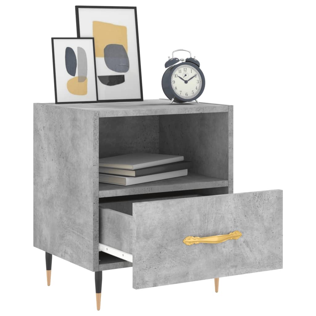 Nachtkastjes 40X35X47,5 Cm Bewerkt Hout 2 Betongrijs