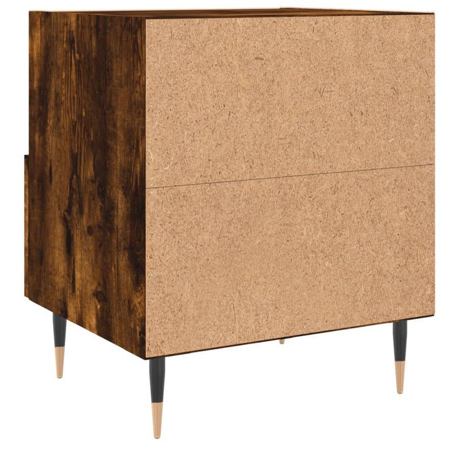 Nachtkastje 40X35X47,5 Cm Bewerkt Hout Kleurig 1 Gerookt eiken