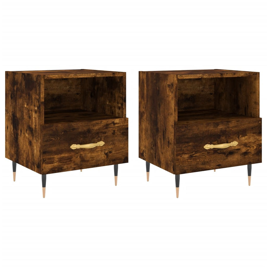 Nachtkastjes 2 st 40x35x47,5 cm bewerkt hout gerookt eikenkleur 2 Gerookt eiken