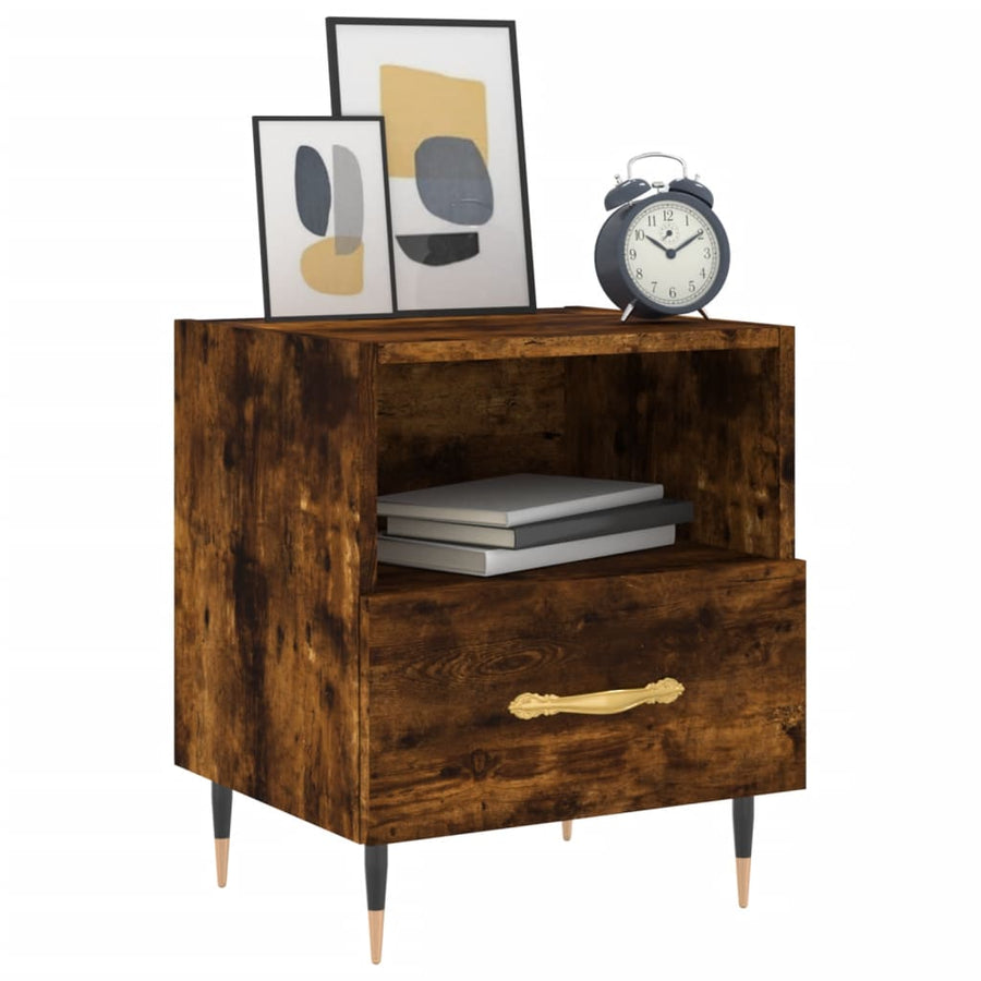 Nachtkastjes 2 st 40x35x47,5 cm bewerkt hout gerookt eikenkleur 2 Gerookt eiken