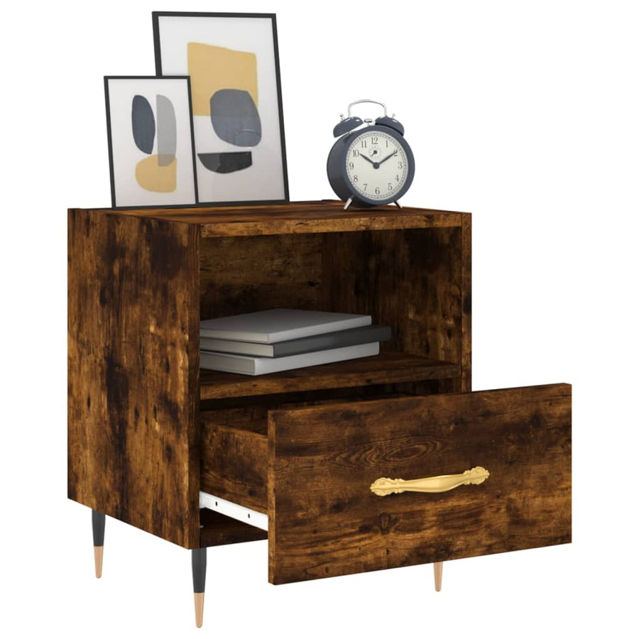 Nachtkastjes 2 st 40x35x47,5 cm bewerkt hout gerookt eikenkleur 2 Gerookt eiken