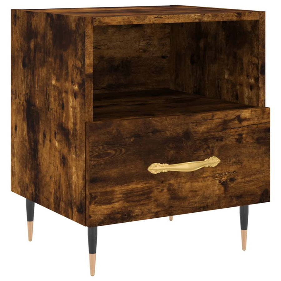 Nachtkastjes 2 st 40x35x47,5 cm bewerkt hout gerookt eikenkleur 2 Gerookt eiken