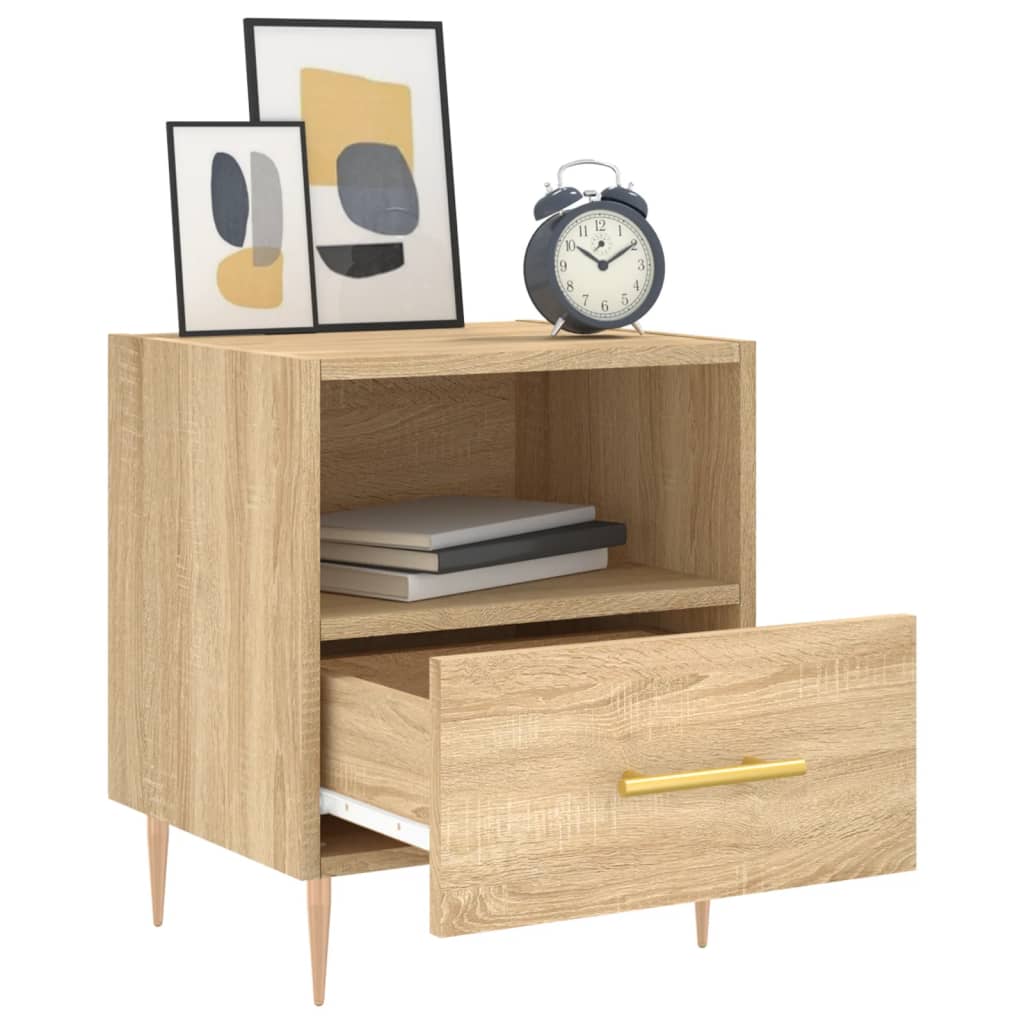 Nachtkastje 40x35x47,5 cm bewerkt hout sonoma eikenkleurig