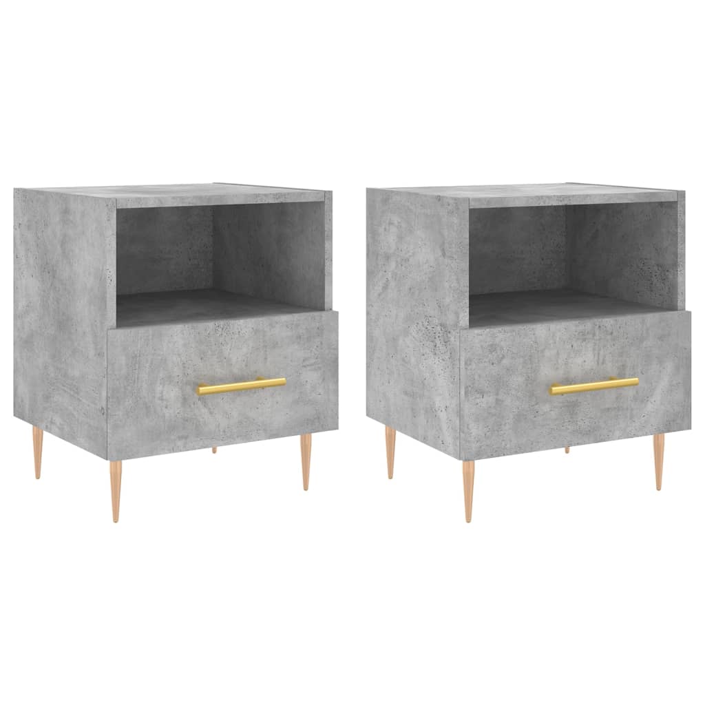 Nachtkastjes 2 st 40x35x47,5 cm bewerkt hout betongrijs