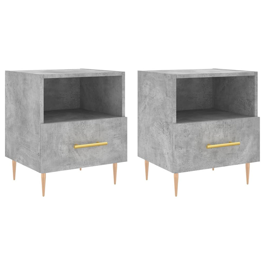 Nachtkastjes 2 st 40x35x47,5 cm bewerkt hout betongrijs
