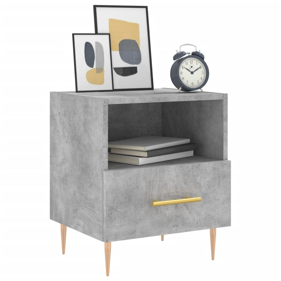 Nachtkastjes 2 st 40x35x47,5 cm bewerkt hout betongrijs