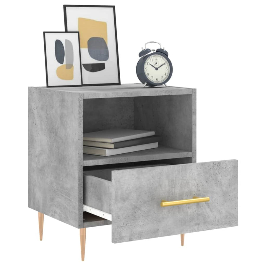 Nachtkastjes 2 st 40x35x47,5 cm bewerkt hout betongrijs