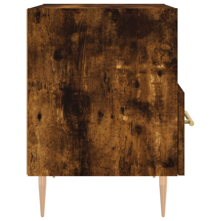 Nachtkastje 40X35X47,5 Cm Bewerkt Hout Kleurig 1 Gerookt eiken