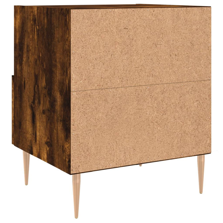 Nachtkastje 40X35X47,5 Cm Bewerkt Hout Kleurig 1 Gerookt eiken